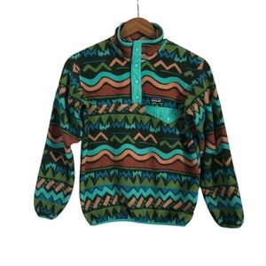 Patagonia Abstract Landscape Snap Synchilla Fleece Pullover Kids Medium 10